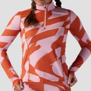 Vibrant Pink and Orange Women'd Zip Turtleneck Sz Small